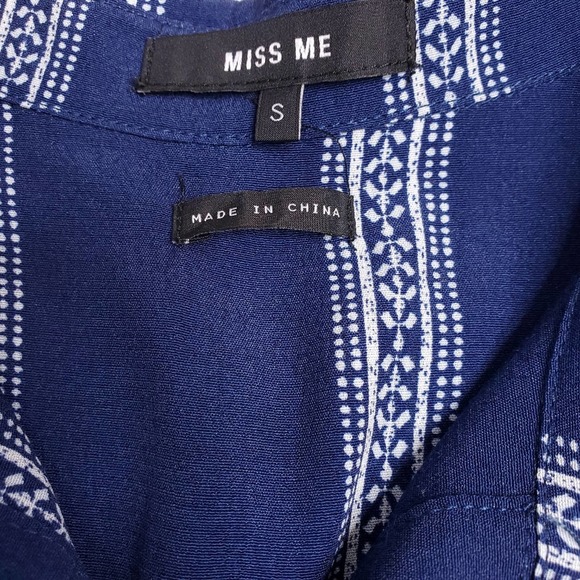 NWOT Miss Me Blue Pattern Collar Stripe Tent Dress - Picture 2 of 5